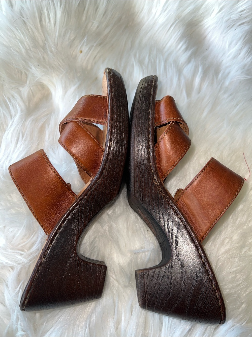Born Brown Leather Women's Buckle Slide Sandals - Picture 2 of 6